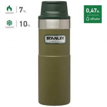 Термокружка STANLEY CLASSIC TRIGGER ACTION 1-HAND 0,47L 10-06439-009 оливковый