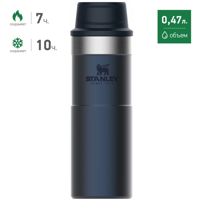 Термокружка STANLEY CLASSIC TRIGGER ACTION ONE HAND 2.0 0,47L синий 10-06439-033 Термокружка STANLEY CLASSIC TRIGGER ACTION ONE HAND 2.0 0,47L синий 10-06439-033